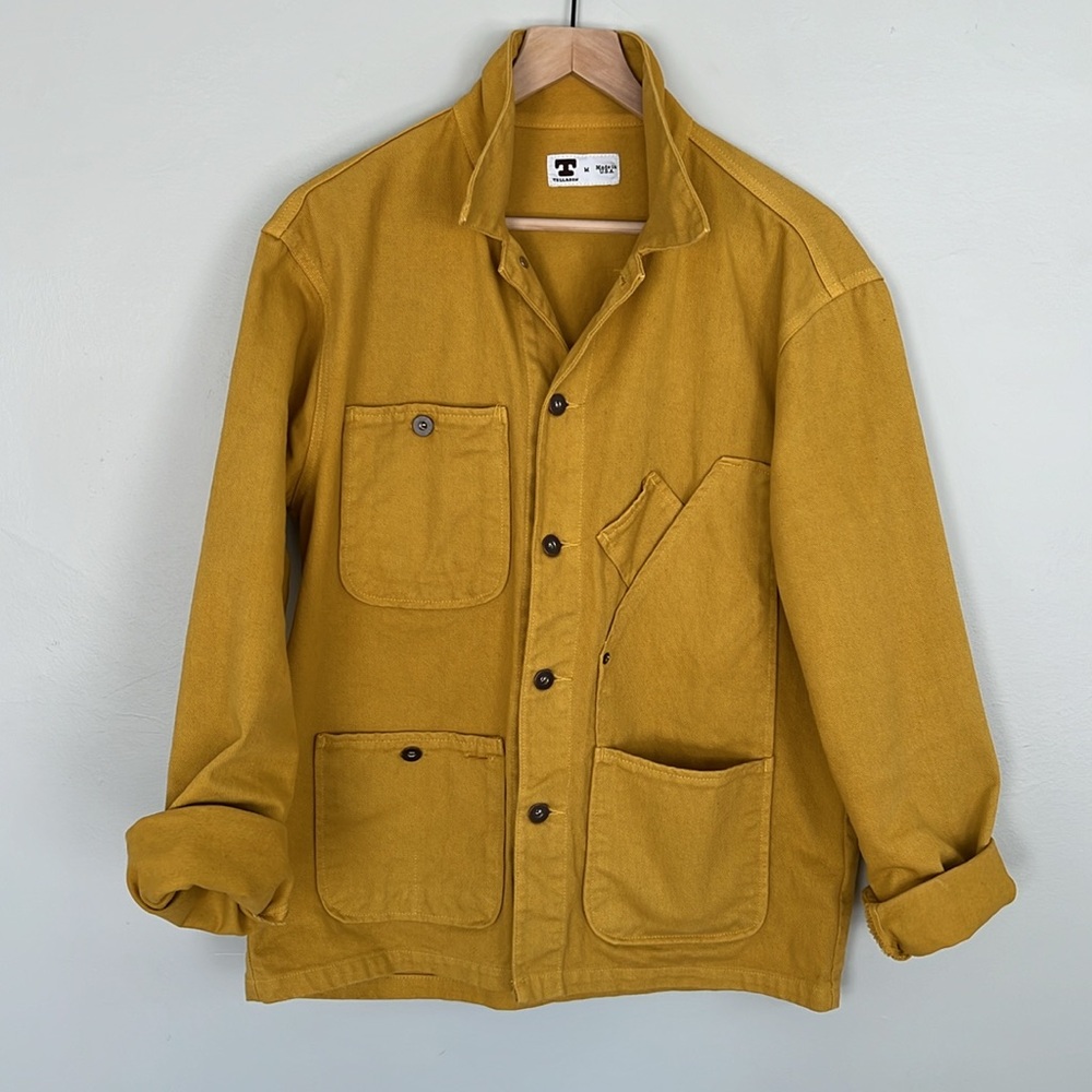 Tellason Men’s Coverall Jacket Garment Dyed Yellow Size Medium made in USA
